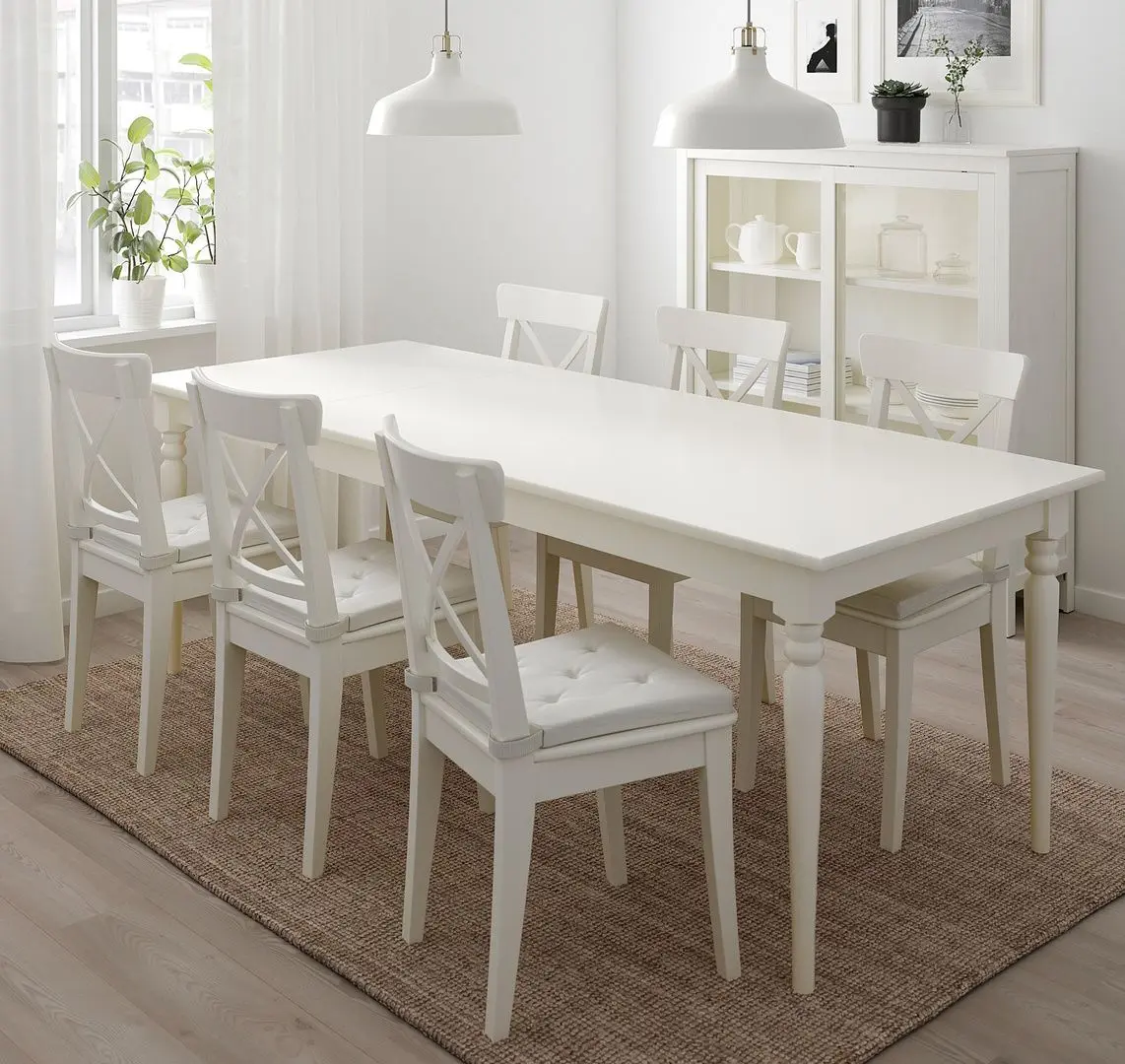 Обеденный набор Ikea Ingatorp/Ingolf 155/215см 1+6 (Белый)