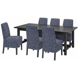Обеденный набор Ikea Nordviken/Bergmund/Ryrane 210/289см 1+6 (Черный/Темно-синий) Thumb