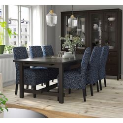 Обеденный набор Ikea Nordviken/Bergmund/Ryrane 210/289см 1+6 (Черный/Темно-синий) Thumb