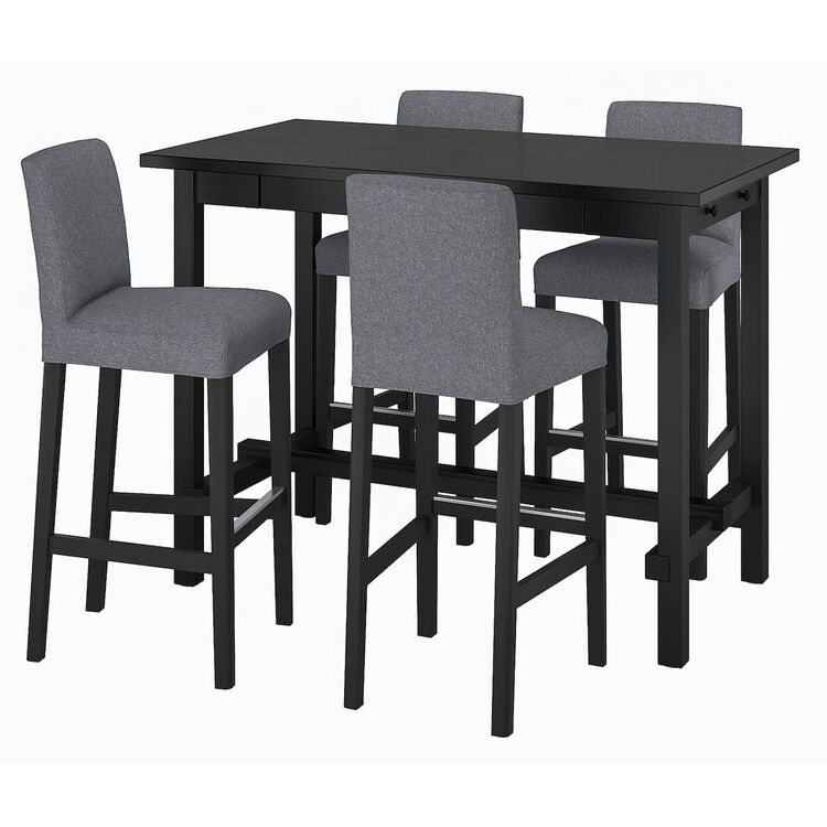 Set masa scaune Ikea Nordviken/Bergmund/Gunnared 75cm 1+4 (Negru/Gri mediu)