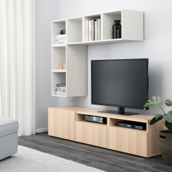 Living Ikea Besta/Eket deschidere apasare 180x40x170 (Stejar antichizat/Alb) Thumb