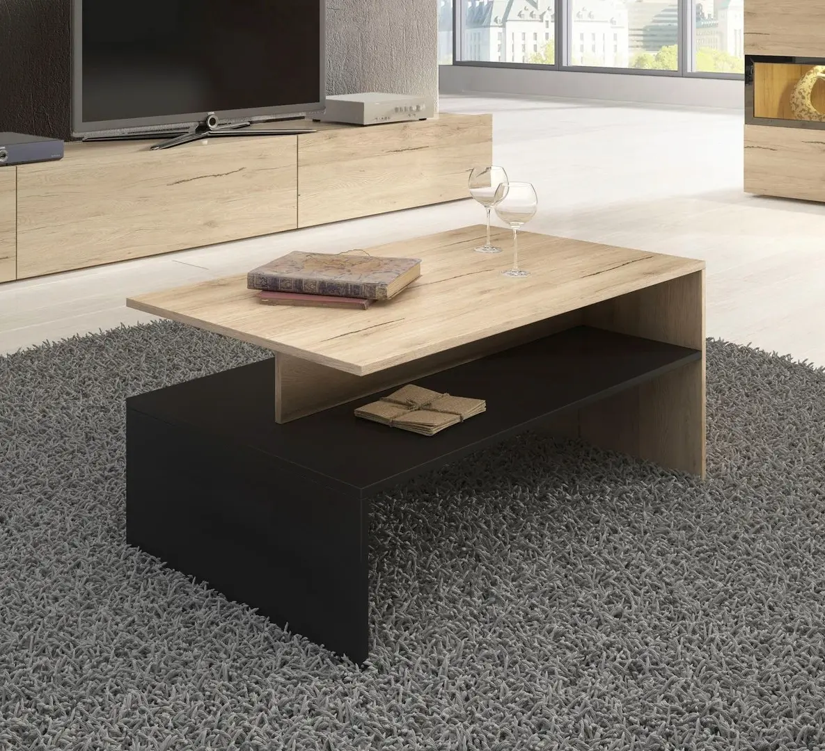 Masa pentru reviste Helvetia Baros №99 (Sanremo Oak Light/Black)