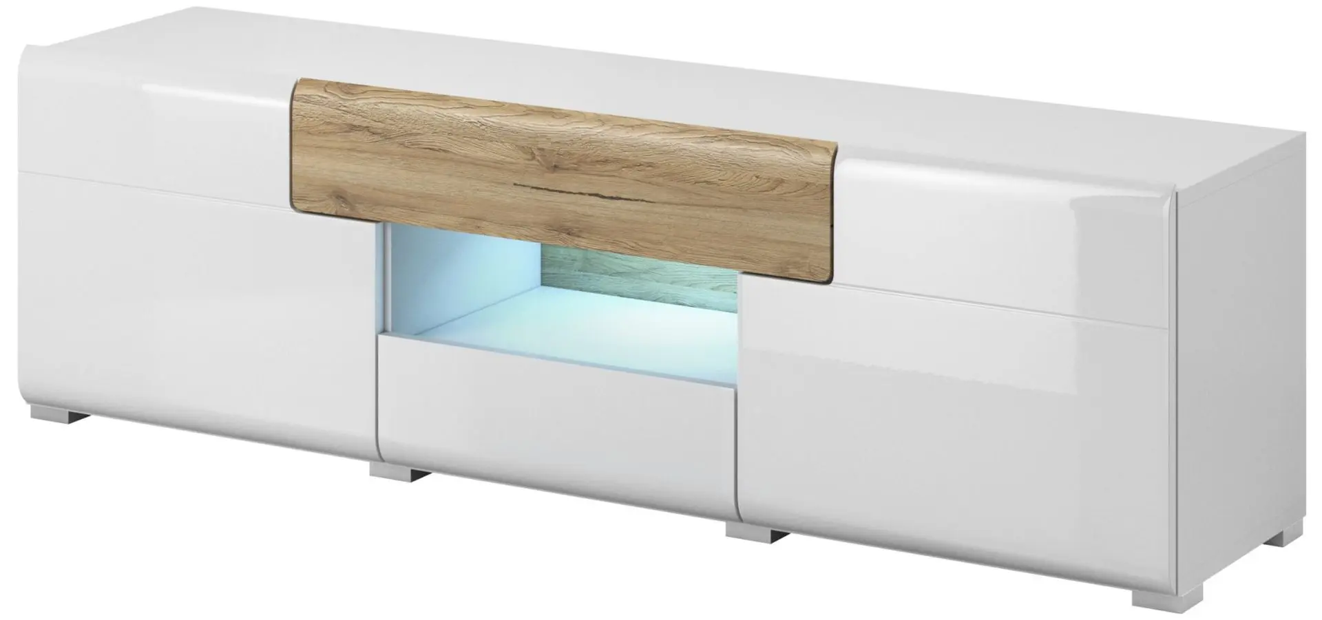 Тумба РТВ Helvetia Toledo Nr.41 2D2S (White Gloss/Sanremo Oak Light) - 6