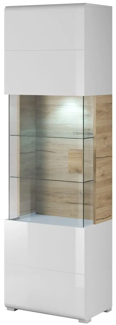 Витрина Helvetia Toledo Nr.05 1D (White Gloss/Sanremo Oak Light) - 9