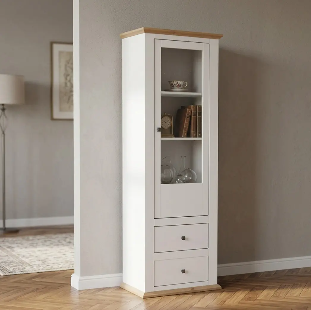 Витрина Tempo Kondela Leon MZ4 (White/Grand Oak)