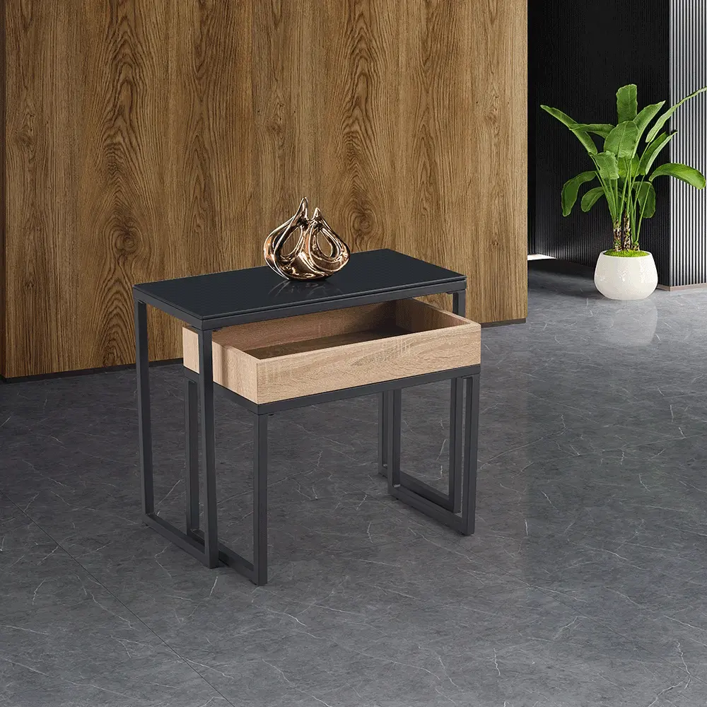 Set mese pentru reviste Mobhaus Dagor (Black/Oak)