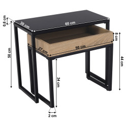 Set mese pentru reviste Mobhaus Dagor (Black/Oak) Thumb