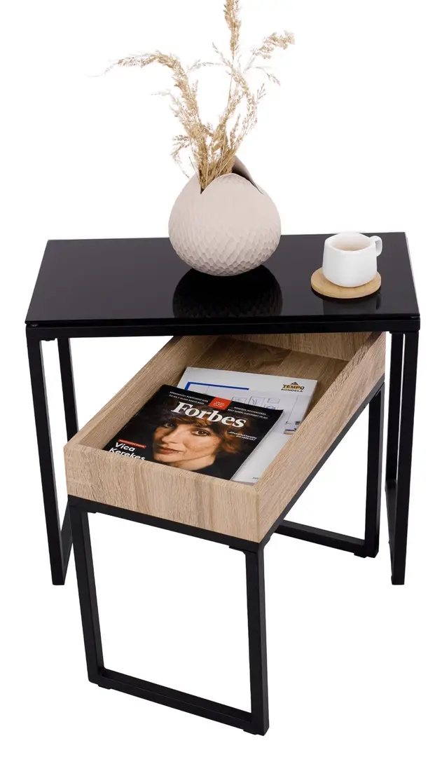 Set mese pentru reviste Mobhaus Dagor (Black/Oak)