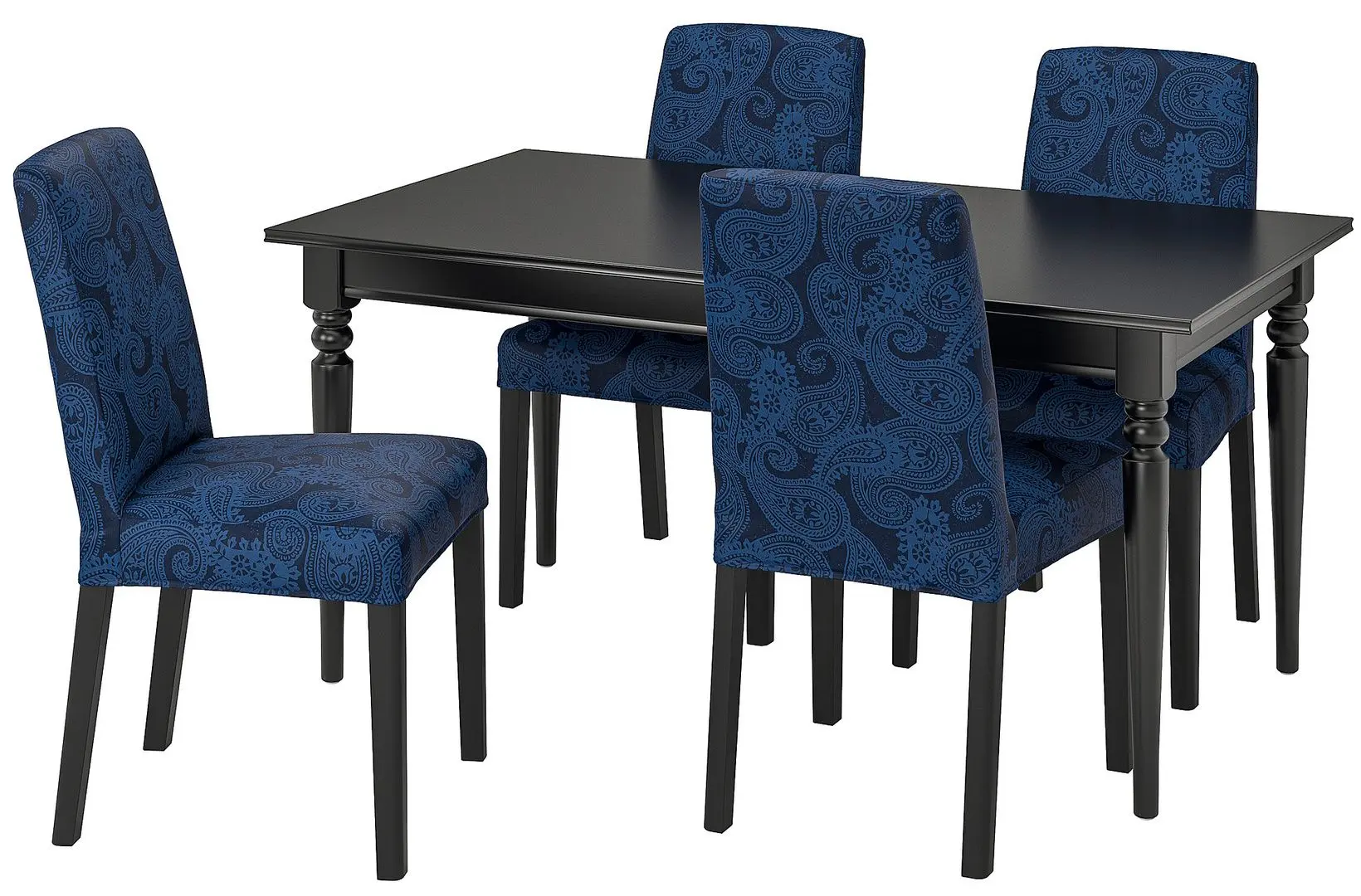 Set masa scaune Ikea Ingatorp/Bergmund/Kvillsfors 155/215cm 1+4 (Negru/Albastru) - 2