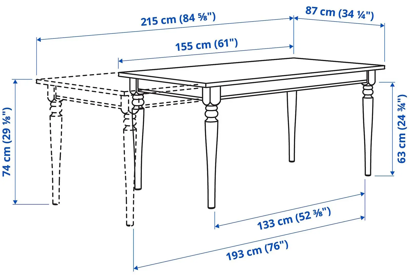 Set masa scaune Ikea Ingatorp/Bergmund/Kvillsfors 155/215cm 1+4 (Negru/Albastru) - 7