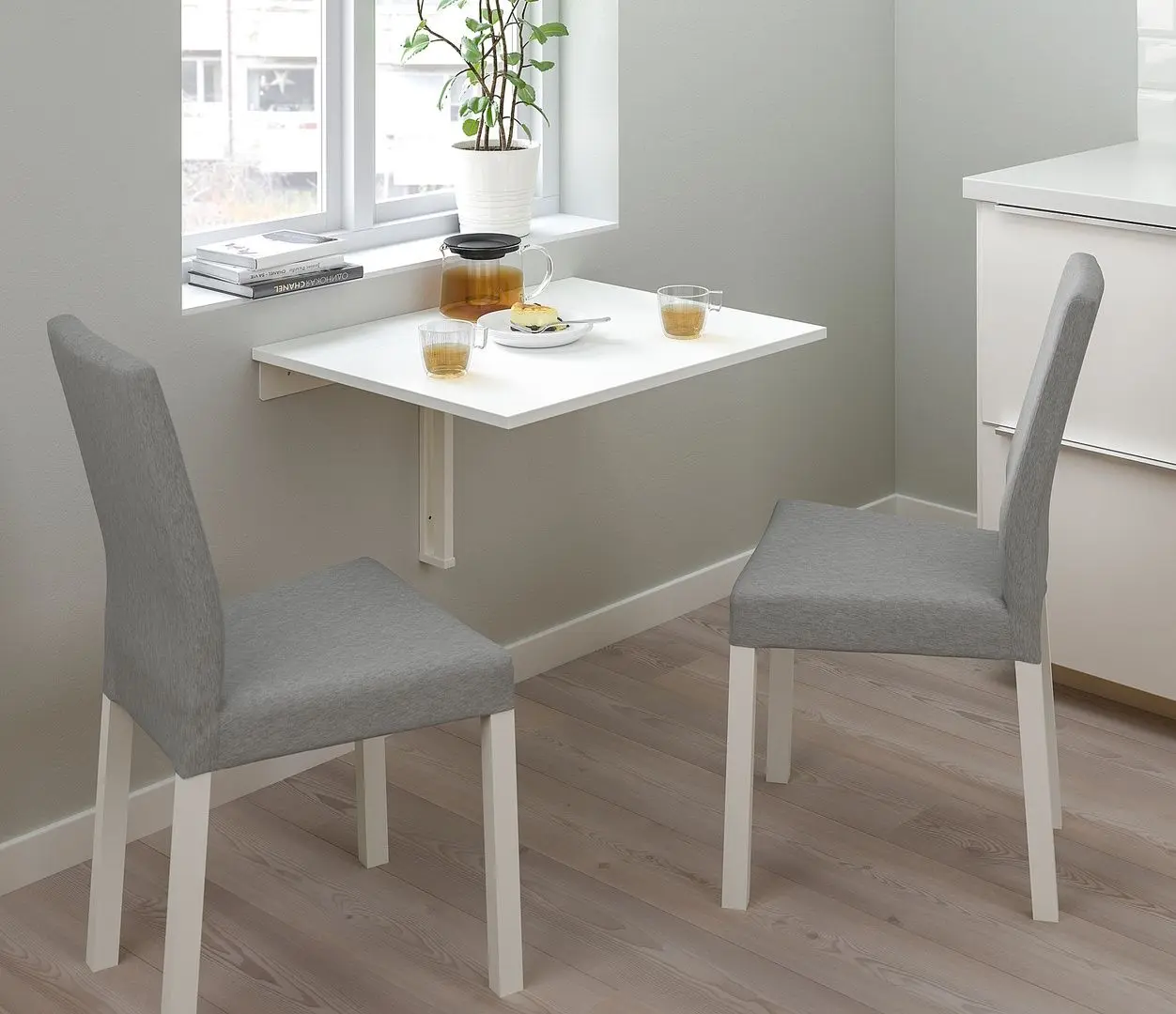 Set masa scaune Ikea Norberg/Kattil/Knisa 74cm 1+2 (Alb/Gri)