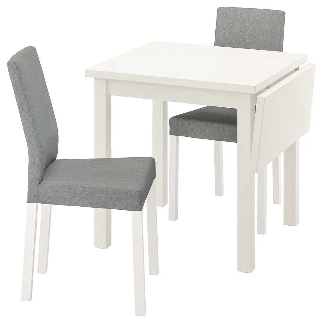Set masa scaune Ikea Nordviken/Kattil/Knisa 74/104cm 1+2 (Alb/Gri)