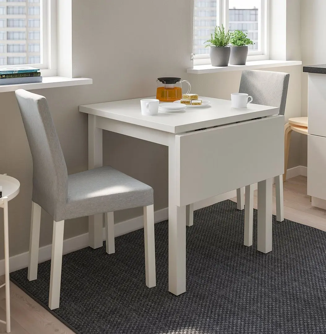 Set masa scaune Ikea Nordviken/Kattil/Knisa 74/104cm 1+2 (Alb/Gri)