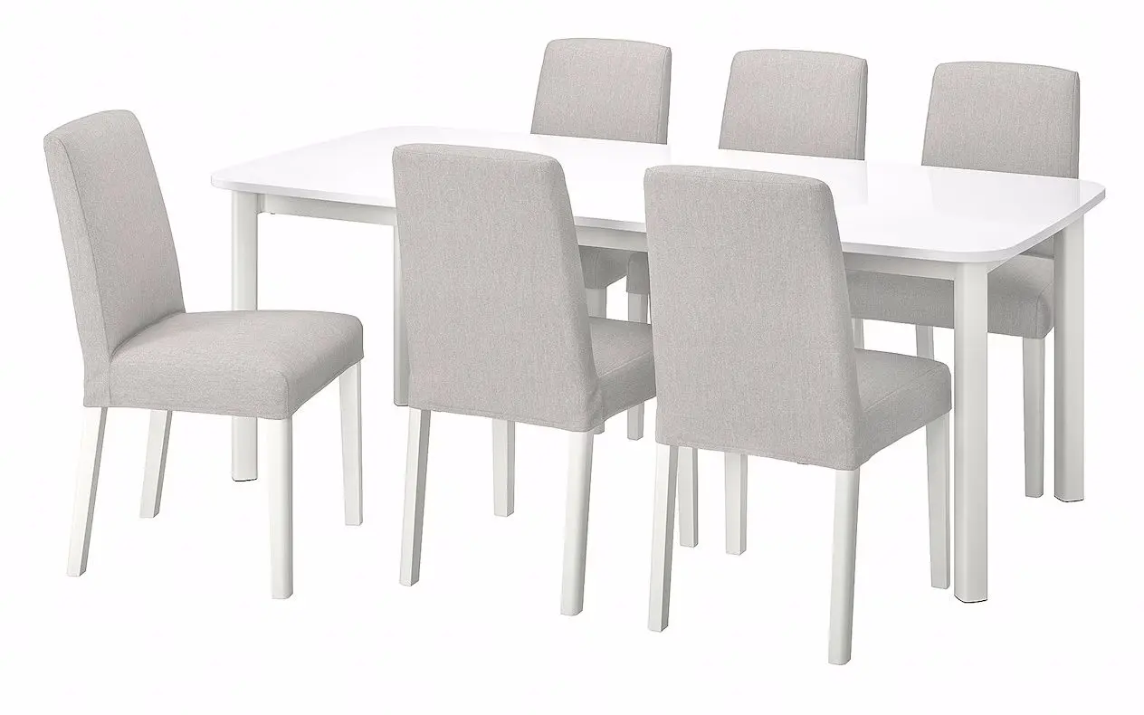 Обеденный набор Ikea Strandtorp/Bergmund/Orrsta 150/205/260см 1+6 (Белый/Светло-серый)