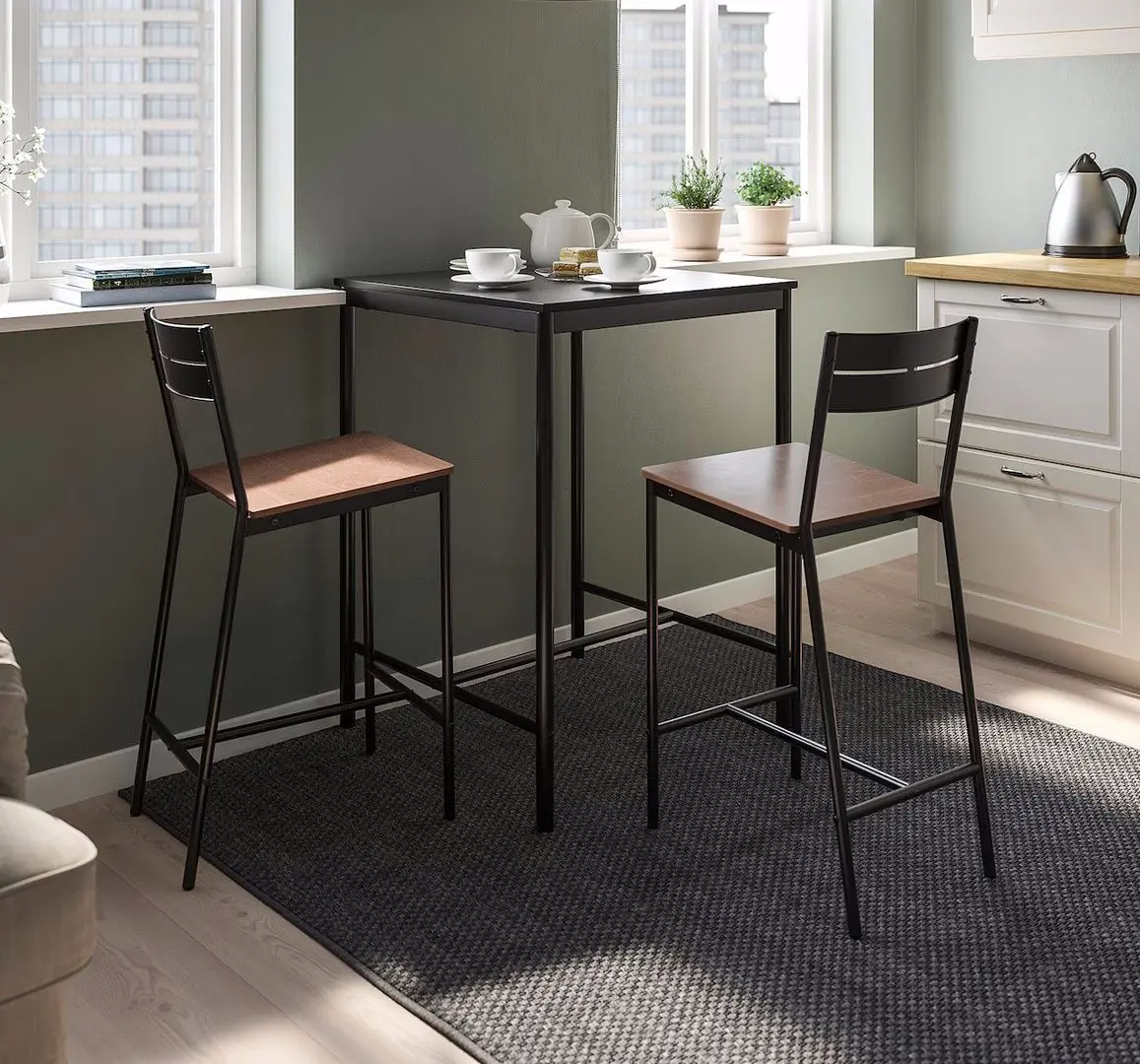 Set masa scaune Ikea Sandsberg 67x67cm 1+2 (Negru)