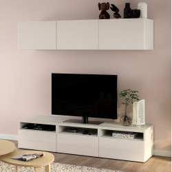 Living Ikea Besta/Selsviken inchidere lina 180x42x185 (Alb/Lucios) Thumb