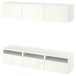 Living Ikea Besta/Selsviken inchidere lina 180x42x185 (Alb/Lucios) Thumb
