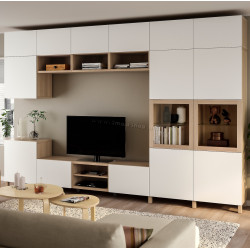 Гостиная Ikea Besta/Lappviken/Sindvik стекло/нажимное открывание 360x42x240 (Дуб белый/Белый)