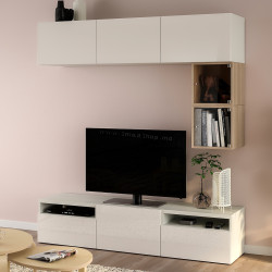 Living Ikea Besta/Eket/Selsviken deschidere apasare 180x42x166 (Alb/Lucios)
