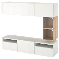 Living Ikea Besta/Eket/Selsviken deschidere apasare 180x42x166 (Alb/Lucios) Thumb