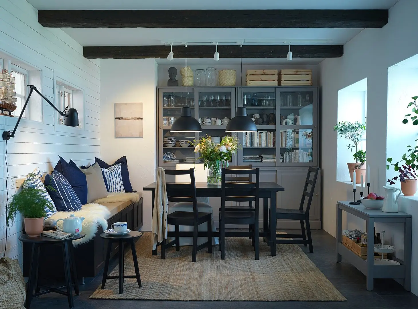 Обеденный набор Ikea Nordviken 152/223x95см 1+4 (Черный)