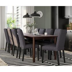 Set masa scaune Ikea Strandtorp/Bergmund/Gunnared 150/205/260cm 1+8 (Maro/Gri mediu)