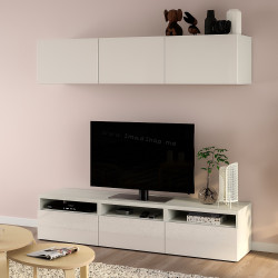 Living Ikea Besta/Selsviken deschidere apasare 180x42x185 (Alb/Lucios)