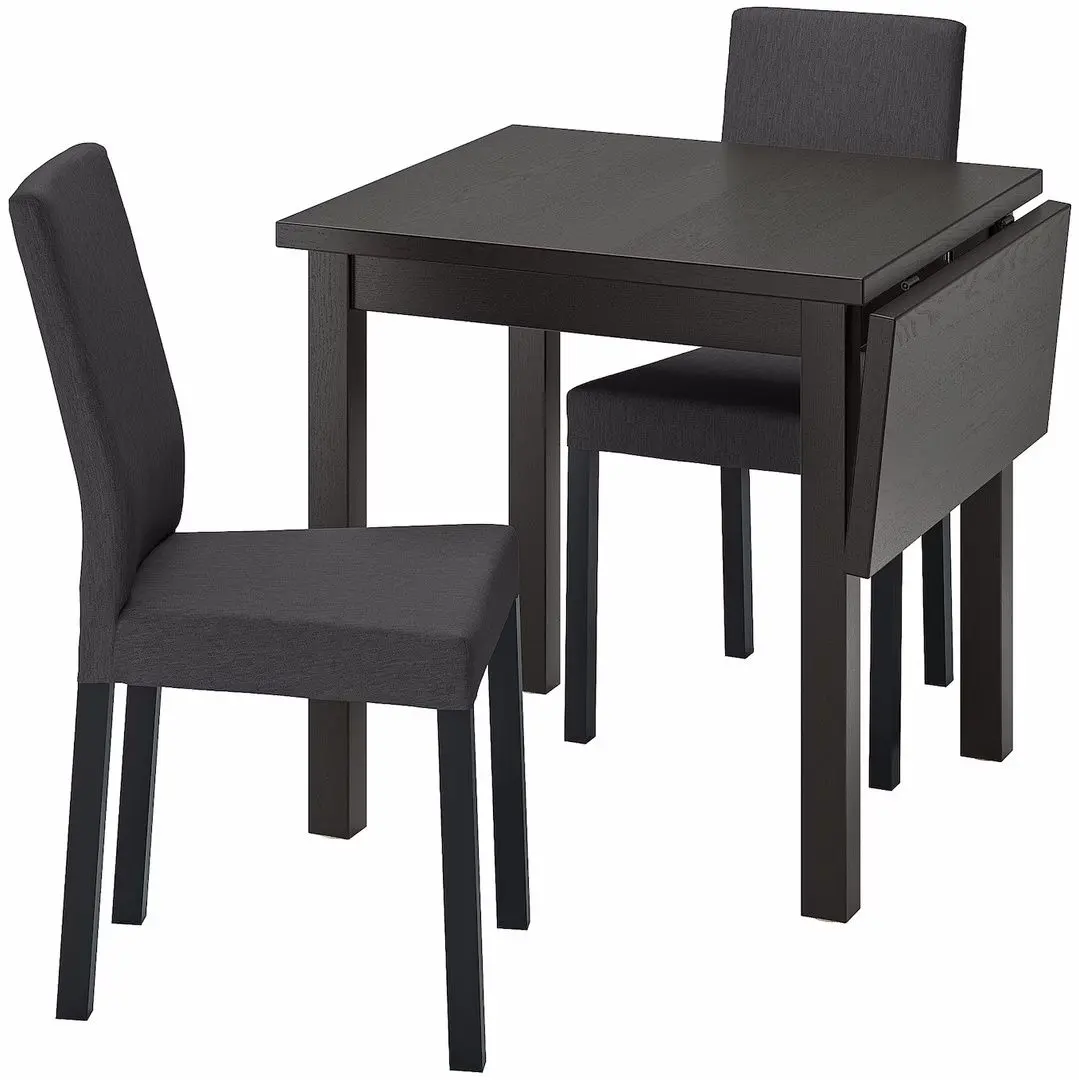 Обеденный набор Ikea Nordviken/Kattil/Knisa 74/104x74см 1+2 (Черный/Темно-серый)