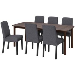 Обеденный набор Ikea Strandtorp/Bergmund/Gunnared 150/205/260см 1+6 (Коричневый/Серый средний) Thumb