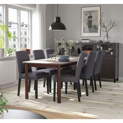 Set de sufragerie Ikea Strandtorp/Bergmund/Gunnared 150/205/260cm 1+6 (Maro/Gri mediu)