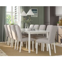 Set de sufragerie Ikea Strandtorp/Bergmund/Orrsta 150/205/260cm 1+8 (Alb/Gri)