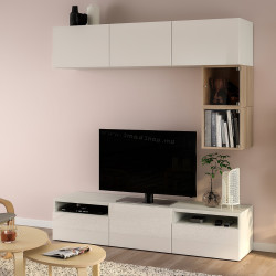 Гостиная Ikea Besta/Eket/Selsviken плавное закрывание 180x42x166 (Белый/Глянцевый)