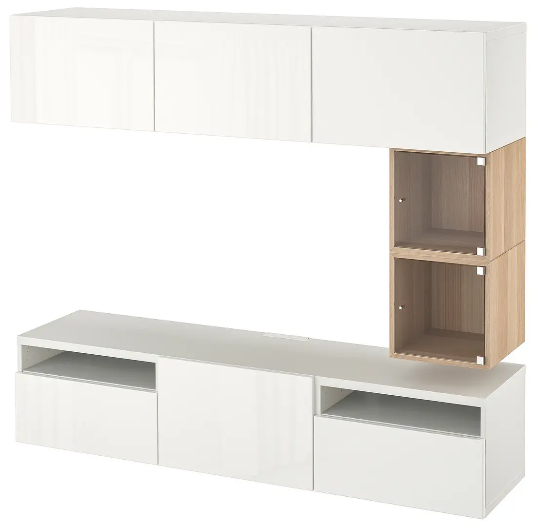 Living Ikea Besta/Eket/Selsviken inchidere lina 180x42x166 (Alb/Lucios)