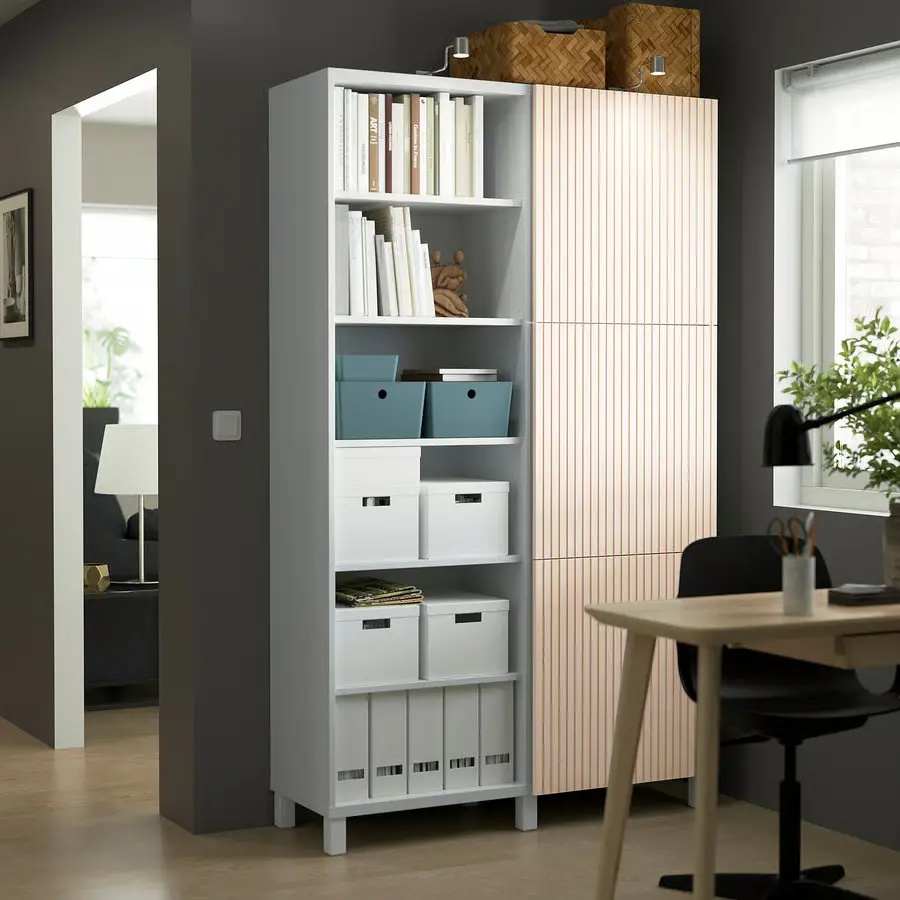 Комбинированный шкаф Ikea Besta/Bjorkoviken 120x42x202 (Белый/Береза)