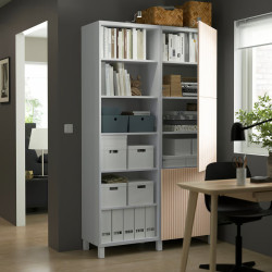 Комбинированный шкаф Ikea Besta/Bjorkoviken 120x42x202 (Белый/Береза) Thumb