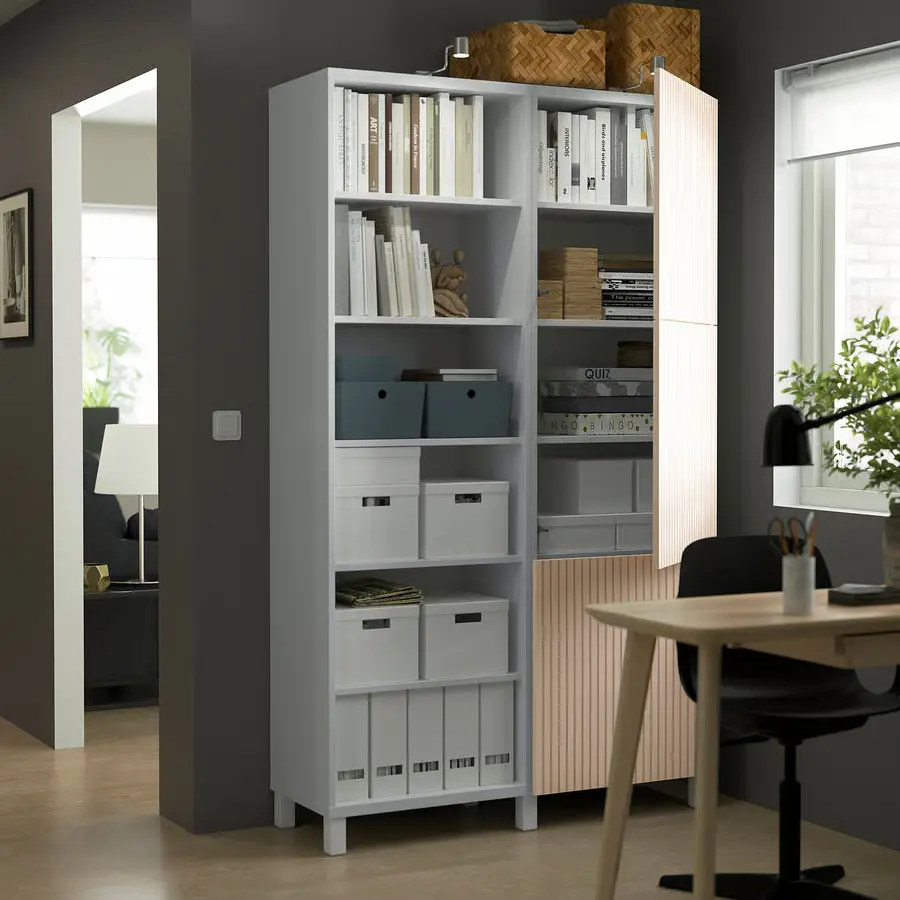 Комбинированный шкаф Ikea Besta/Bjorkoviken 120x42x202 (Белый/Береза) - 5