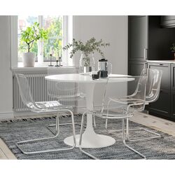 Set masa scaune Ikea Docksta/Tobias 103cm 1+4 (Alb/Transparent/Crom)