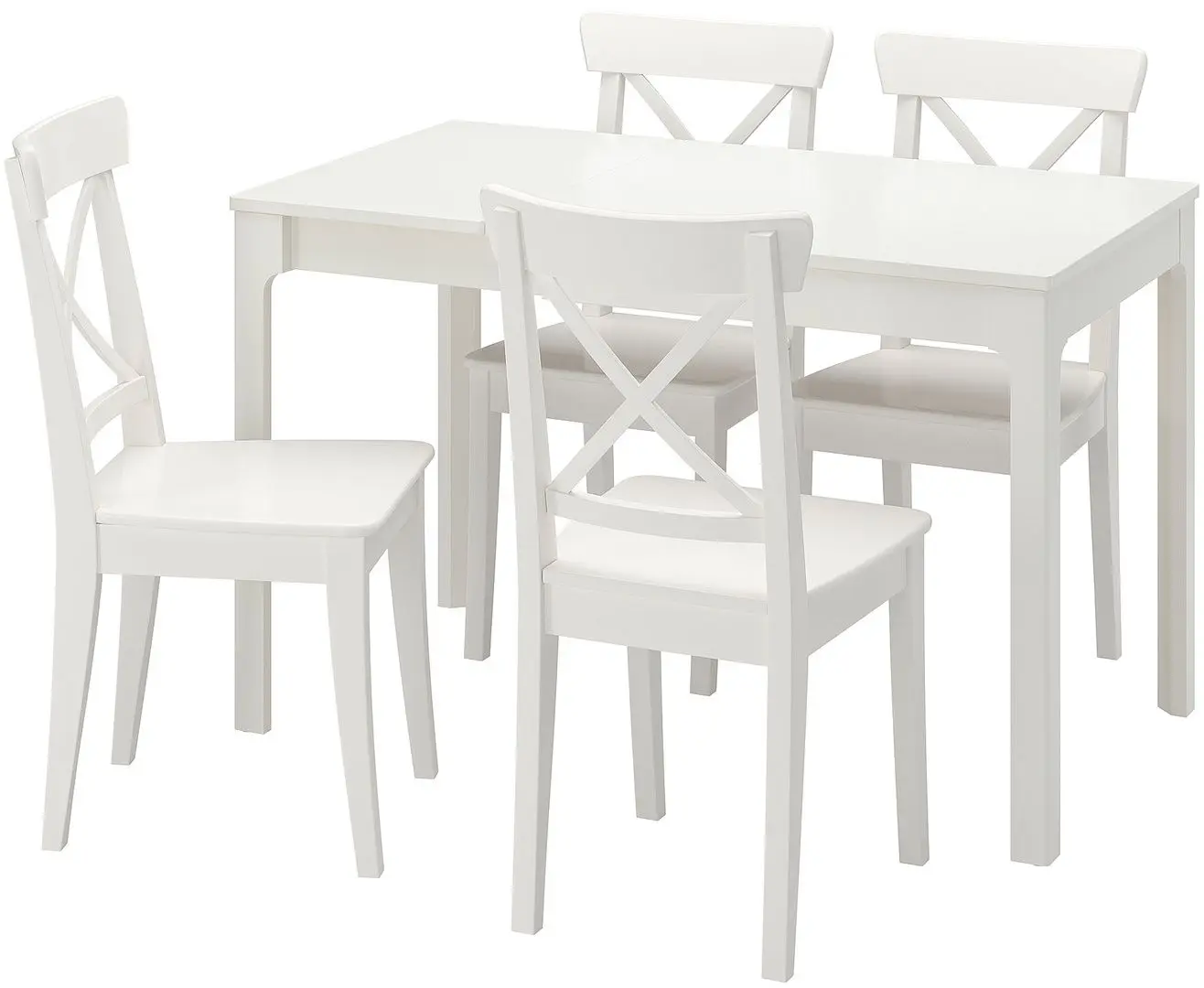 Set de sufragerie Ikea Ekedalen/Ingolf 80/120cm 1+4 (Alb)