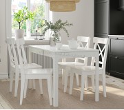 Set de sufragerie Ikea Ekedalen/Ingolf 80/120cm 1+4 (Alb)