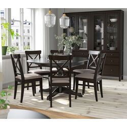 Обеденный набор Ikea Ingatorp/Ingolf/Nolhaga 110/155см 1+6 (Черный/Серо-бежевый) Thumb