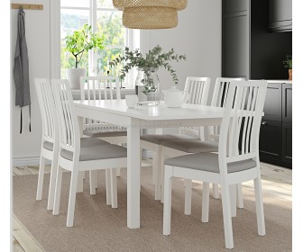 Обеденный набор Ikea Laneberg/Ekedalen/Orrsta 130/190x80см 1+6 (Белый/Серый)