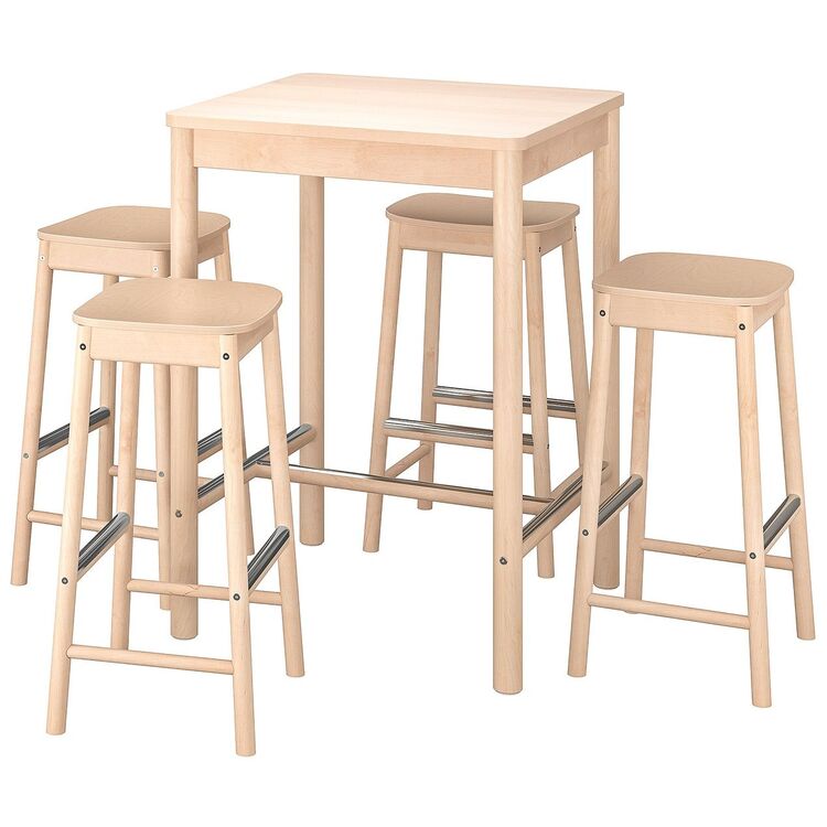 Set masa scaune Ikea Ronninge 4 scaune de bar (Mesteacan)