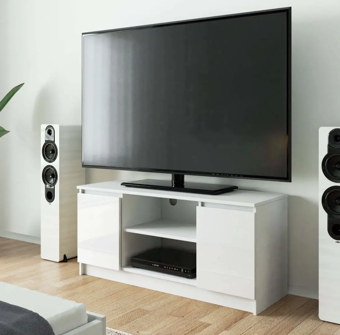 Tumba pentru TV Akord K120 2D1P (White/White Gloss)