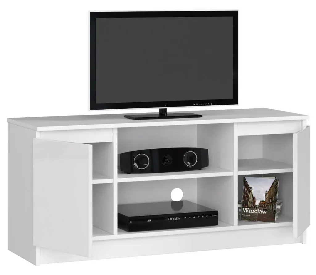 Tumba pentru TV Akord K120 2D1P (White/White Gloss)