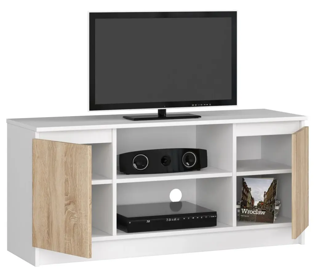 Tumba pentru TV Akord K120 2D1P (White/Sonoma Oak)