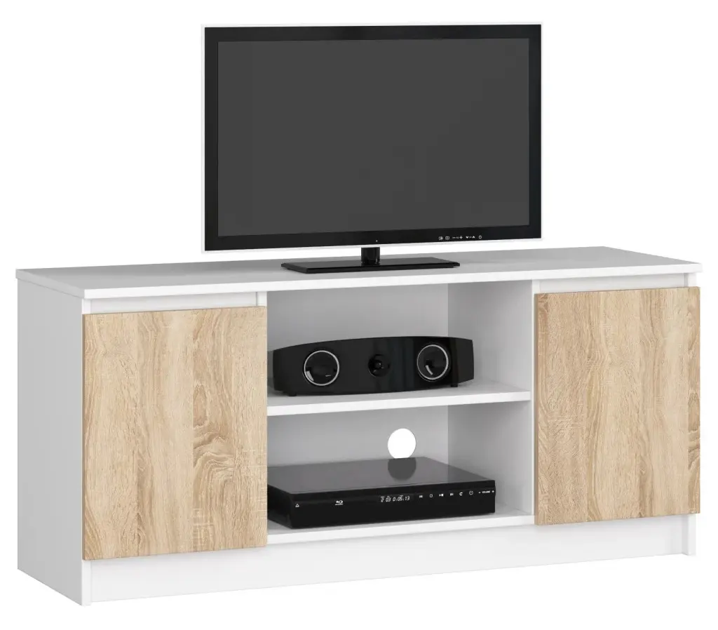 Tumba pentru TV Akord K120 2D1P (White/Sonoma Oak)