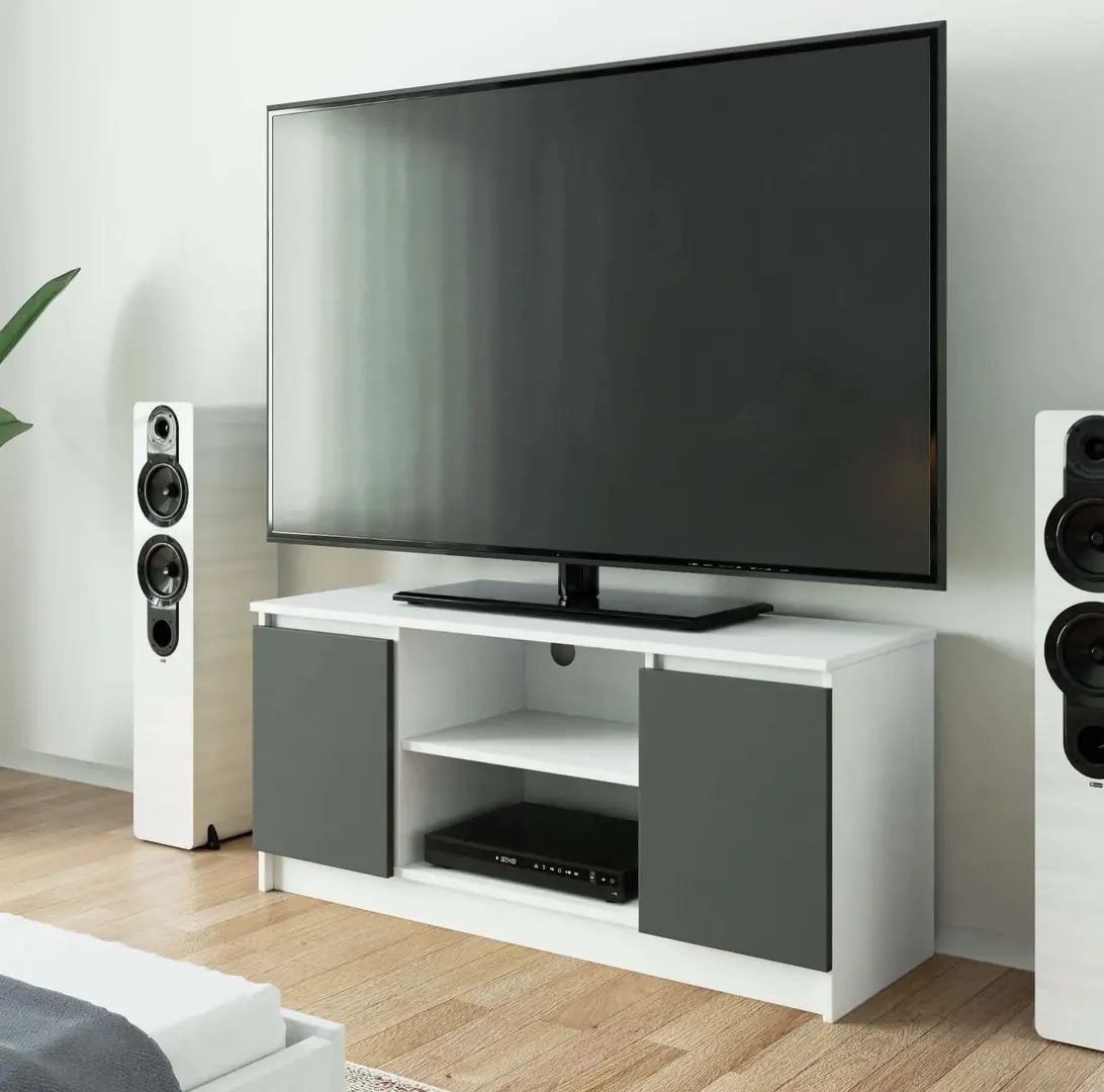 Tumba pentru TV Akord K120 2D1P (White/Graphite Gray)