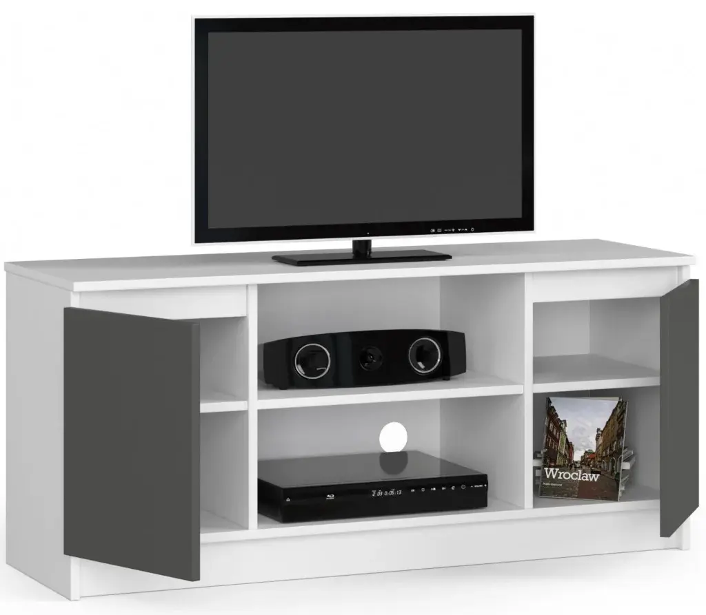 Tumba pentru TV Akord K120 2D1P (White/Graphite Gray)