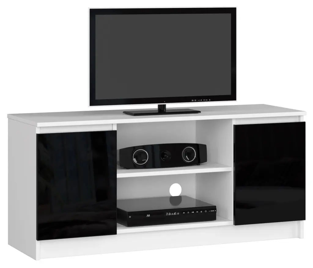 Tumba pentru TV Akord K120 2D1P (White/Black Gloss)