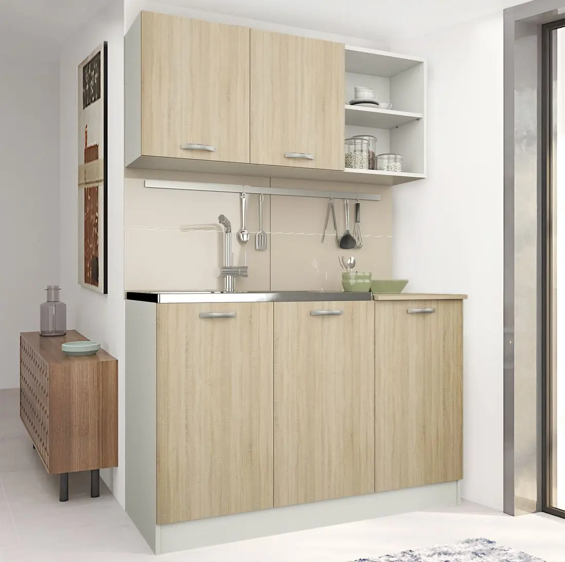 Bucatarie Haaus Ara 1.2m (White/Sonoma Oak)